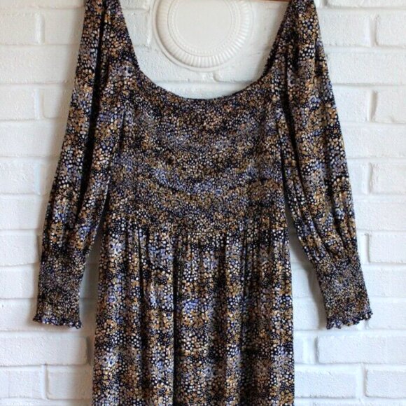 ELOQUII Elements Plus Size Mixed Dot Print Midi Dress with Smocked Bodice 22/24 - Picture 1 of 9